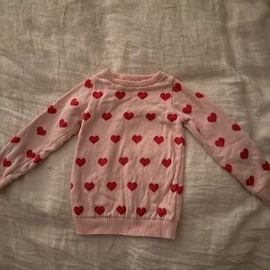 Pink Heart Pattern Kids Sweater